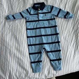 Ralph Lauren Navy and Light Blue Striped Kids Bodysuit